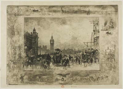 Westminster Clock Tower af Felix Hilaire Buhot