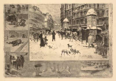 Vinter i Paris (vinter i Paris eller sne i Paris) af Felix Hilaire Buhot