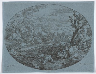 Landskab med tre figurer, 1677. af Felix Meyer