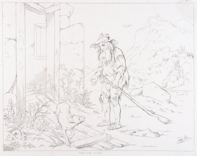 (Rip Van Winkle, illustration) Rip vender tilbage til sit hus i ruiner af Felix Octavius Carr Darley
