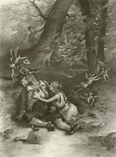 En skærsommernats drøm. Akt IV, Scene I (dybtryk) af Felix Octavius Carr Darley