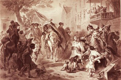 George Washington indtog New York i 1783, indgraveret af Alexander Hay Ritchie (1822-1895) (mezzotint) af Felix Octavius Carr Darley