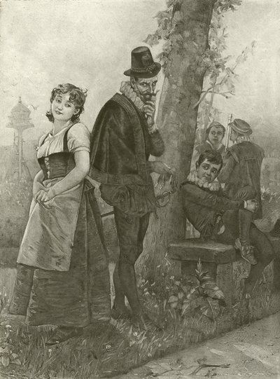 Kærlighedens arbejde er tabt. Akt I, Scene II (dybtryk) af Felix Octavius Carr Darley