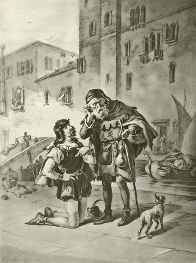 Købmanden i Venedig. Akt II, Scene II (dybtryk) af Felix Octavius Carr Darley