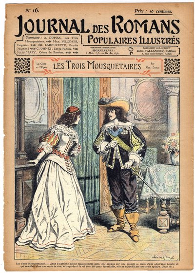 Romersk føljeton: "De tre musketerer" af Alexandre Dumas (1802-1870). Kong Ludvig XIII (1601-1643) meddeler dronning Anne af Østrig (1601-1666), at hun bliver nødt til at bære diamantnitterne til det bal, der arrangeres på rådhuset. I "" Le Journal des rom af Felix Philippoteaux