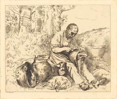 The Tinker (Le retameur) af Felix Régamey after Alphonse Legros
