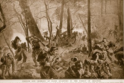 Franskmænd og tyskere på tæt hold i skoven ved Argonne, 1914-19 af Felix Schwormstadt