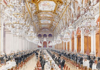 Banket for russiske flådeofficerer på rådhuset, 1893. af Feodor Hoffbauer