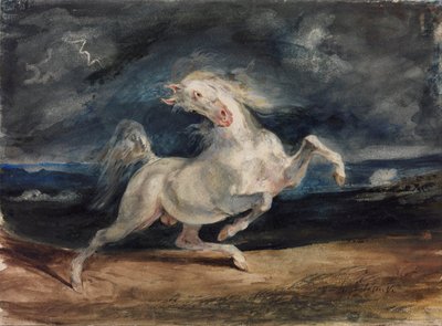 Hest skræmt af lyn af Ferdinand Victor Eugene Delacroix