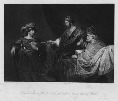 David giver det fatale brev til Uriah, II Samuel XI af Ferdinand (after) Bol