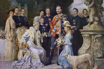 Kejser Wilhelm II og den tyske kejserfamilie af Ferdinand (after) Keller