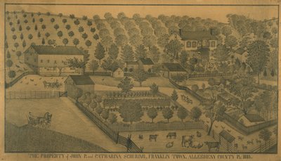 John P. og Catharina Schurings ejendom, Franklin Town, Allegheny County, Pennsylvania, 1883 af Ferdinand A. Brader