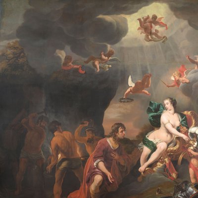 Aeneas modtager et nyt sæt rustning fra Venus af Ferdinand Bol