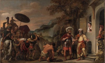 Elisa afviser Naamans gaver af Ferdinand Bol
