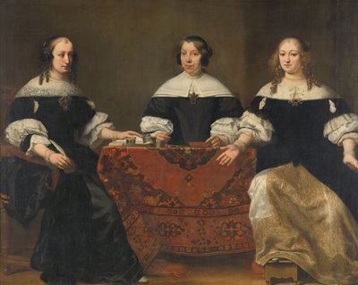 Portræt af de tre regentinder af Leprozenhuis, Amsterdam, ca. 1668 af Ferdinand Bol