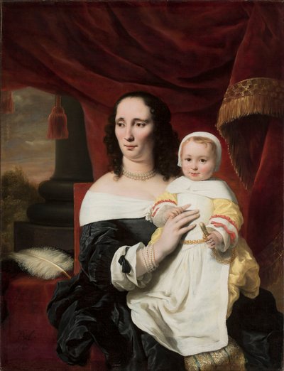 Portræt af Johanna de Geer-Trip med hendes datter Cecylia af Ferdinand Bol