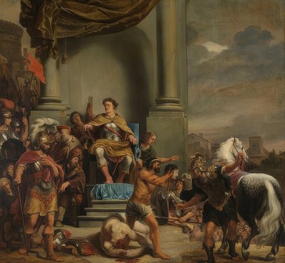 Titus Manlius Imperiosus Torquatus beordrer halshugning af sin søn. 1661-64 af Ferdinand Bol
