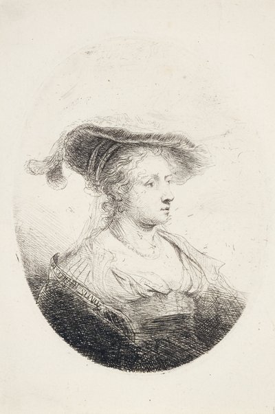 Ung Dame med Plumed Hat, 1644 af Ferdinand Bol