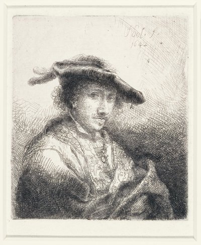 Ung mand med fjerhue, 1642 af Ferdinand Bol