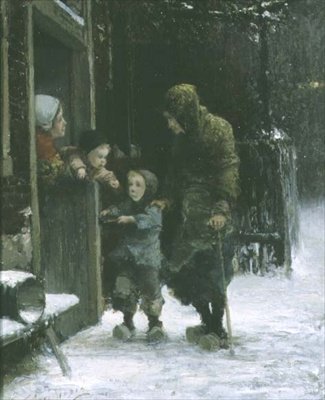 Gammel kvinde og ung dreng tigger af Ferdinand Carl Sierich