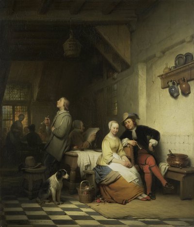 Interiør af en Kro, med Figurer i 1600-talsdragt af Ferdinand De Braekeleer (I)