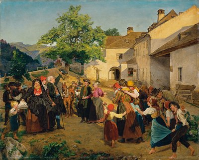 Brudens farvel til forældrenes hus - Höldrichsmühle af Ferdinand Georg Waldmuller
