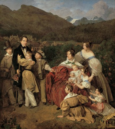 Notaren Dr. Josef August Eltz med sin kone Caroline, født Schaumburg, og deres otte børn i Ischl af Ferdinand Georg Waldmuller