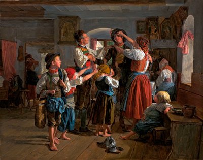 Den værnepligtiges afsked - Maleri af Ferdinand Georg Waldmueller (1793-1865), olie på træ (59x74 cm) af Ferdinand Georg Waldmuller