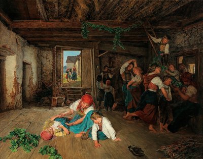 Forberedelse af fejringen af vinhøsten, 1860. af Ferdinand Georg Waldmuller