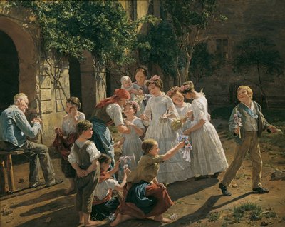 Corpus Christi-festens morgen af Waldmueller, Ferdinand Georg (1793-1865). Olie på træ af Ferdinand Georg Waldmuller