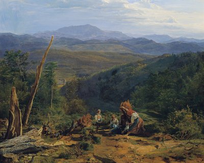 Wienerwald landskab med Wildegg Slot af Ferdinand Georg Waldmuller