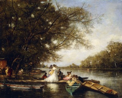 Bådfest på Themsen, af Ferdinand Heilbuth