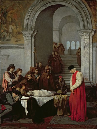 Maleren Luca Signorelli står ved liget af sin rivals døde søn, 1859 af Ferdinand Heilbuth