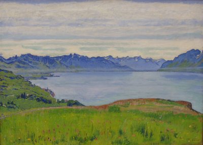 Landskab ved Genevesøen med udsigt mod Valais af Ferdinand Hodler