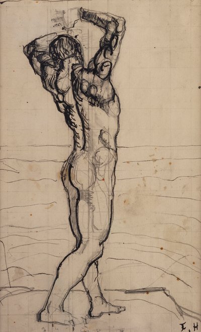 Mand nøgen, Study for the Truth; Nøgen mand, Study in Truth, ca. 1902 af Ferdinand Hodler