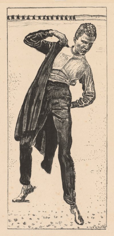 Student tager sin frakke på af Ferdinand Hodler