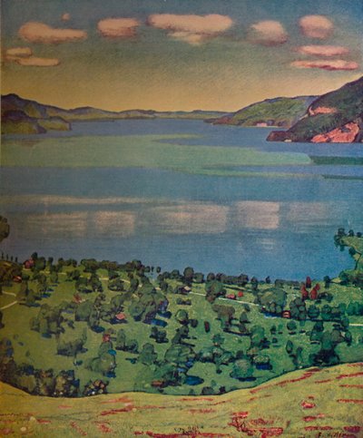 Thun-søen, fra Leissigen, c1910. af Ferdinand Hodler