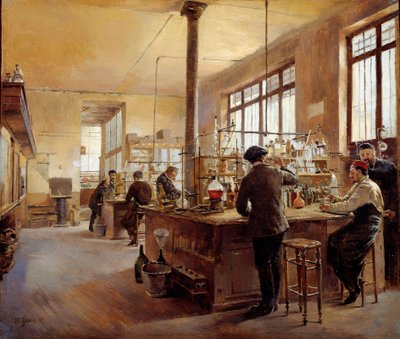 Det kommunale laboratorium har politipræfekturet boulevard du palace. Maleri af Ferdinand Joseph Gueldry (1858-1945) af Ferdinand Joseph Gueldry