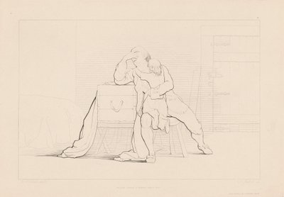 Gertrude klatrede på en enkefars knæ af Ferdinand Joubert, after George Elgar Hicks
