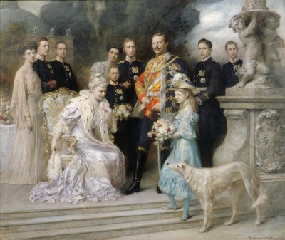 Gruppeportræt af den kejserlige familie i anledning af sølvbrylluppet, 1906. af Ferdinand. Keller