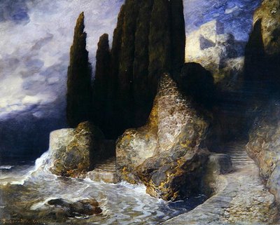 Italiensk landskab (olie på lærred) af Ferdinand Keller