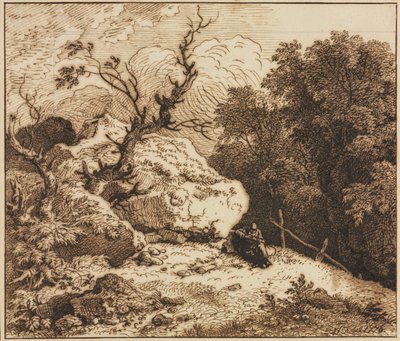 Eremit i et skovklædt landskab, 1776. af Ferdinand Kobell
