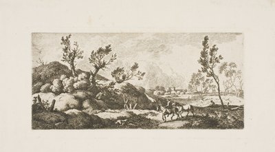 Landskab - dreng med hest af Ferdinand Kobell