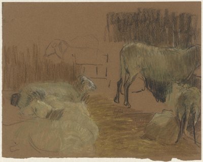 Får i en stald af Ferdinand Oldewelt