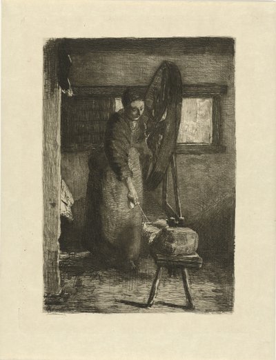 Spinster på arbejde På arbejde (titel på objekt) af Ferdinand Oldewelt