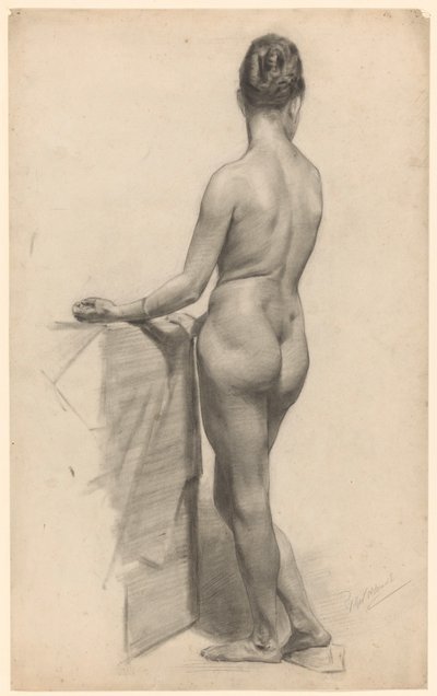 Studie af en stående kvindelig nøgen, set bagfra af Ferdinand Oldewelt