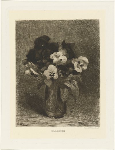 Violer i en vase Blomster (titel på objekt) af Ferdinand Oldewelt