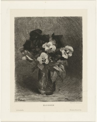 Violer i en vase Blomster (titel på objekt) af Ferdinand Oldewelt