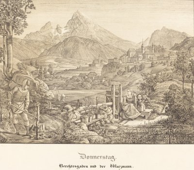 Torsdag - Berchtesgaden og Watzmann-bjerget (torsdag - Berchtesgaden og Watzmann-bjerget) af Ferdinand Olivier
