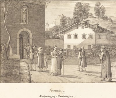 Søndag - Går til kirke ved Berchtesgaden af Ferdinand Olivier
